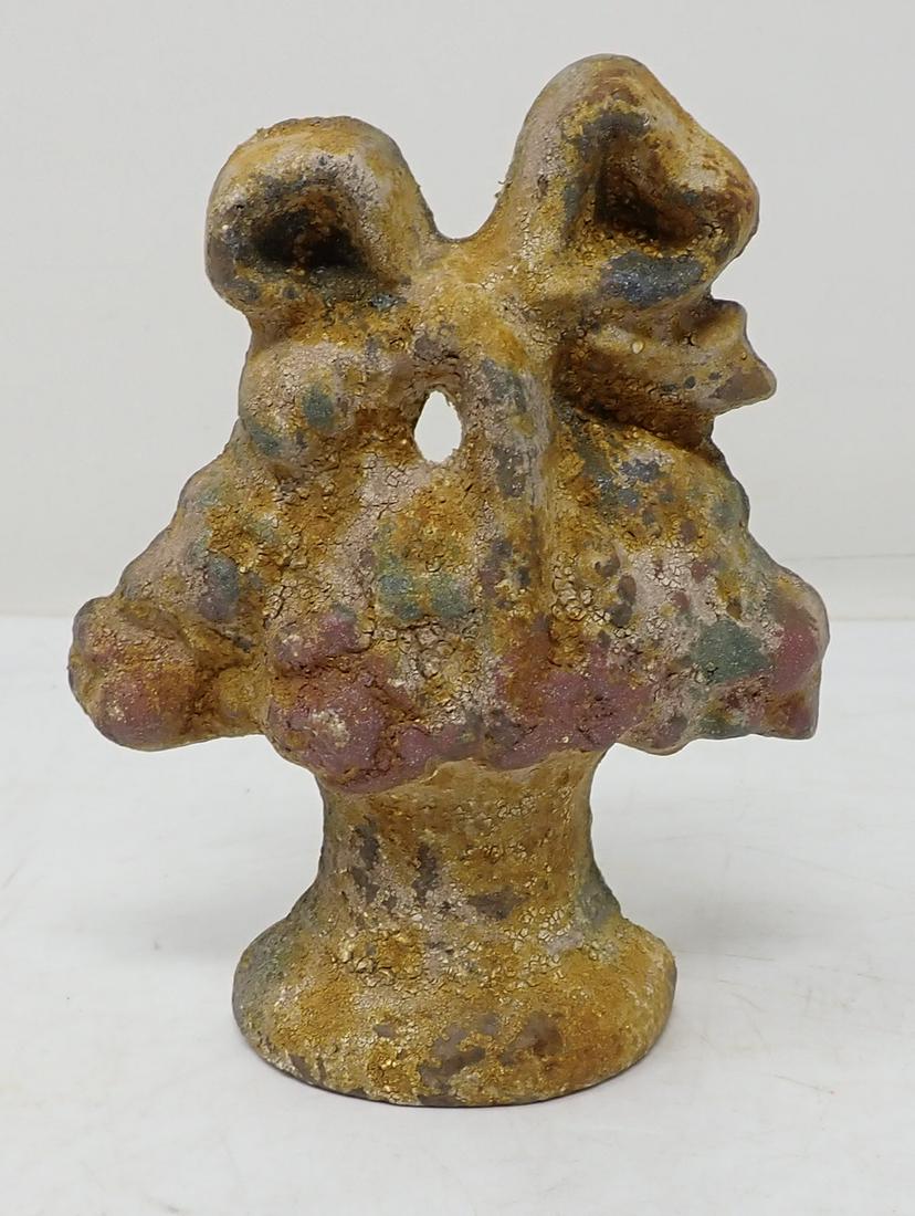 Cast Iron Flower Basket Doorstop: Apprx 4 1/4" x 5 1/4"