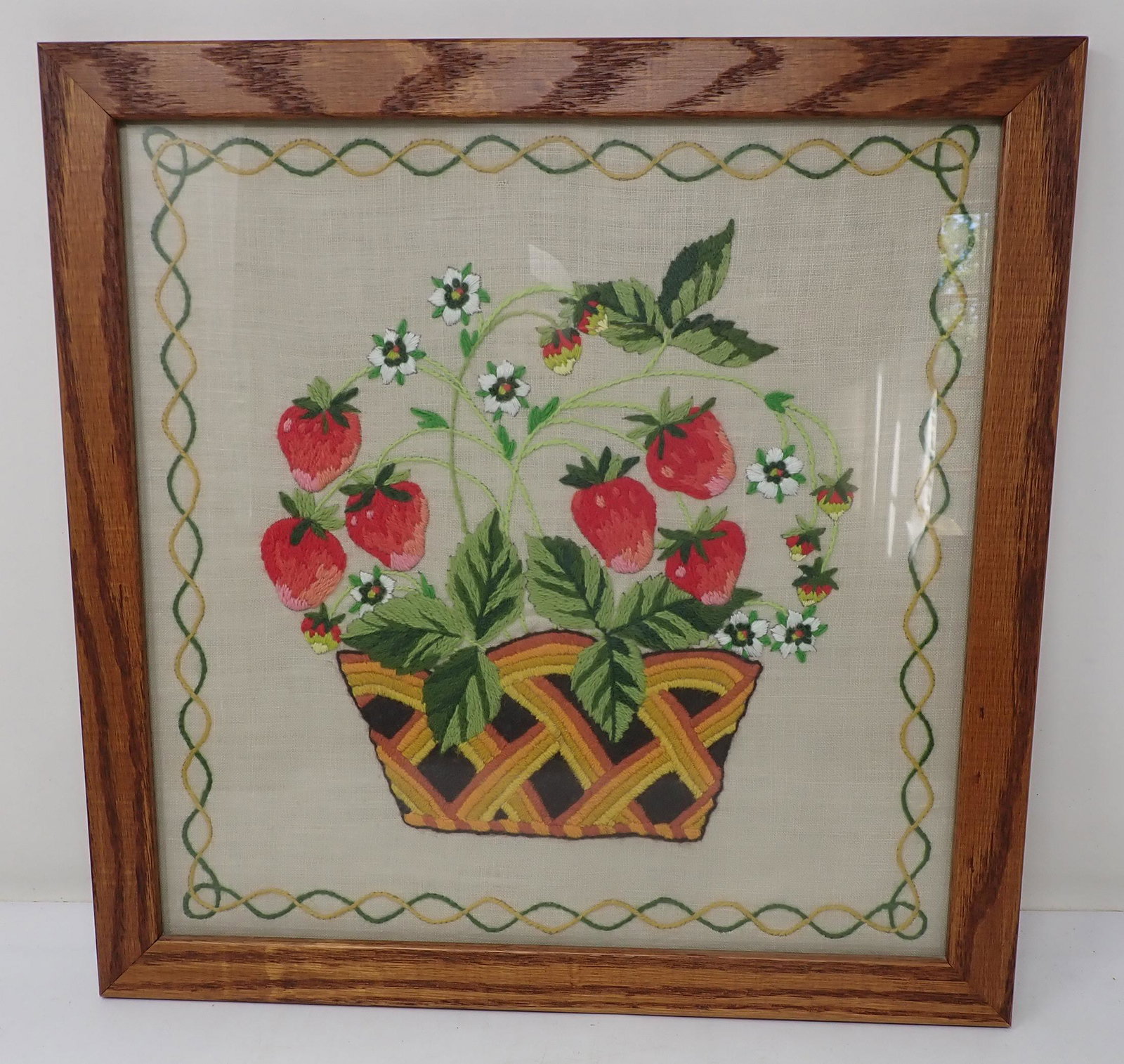 Strawberry Basket Sampler: Approx 16" x 16"