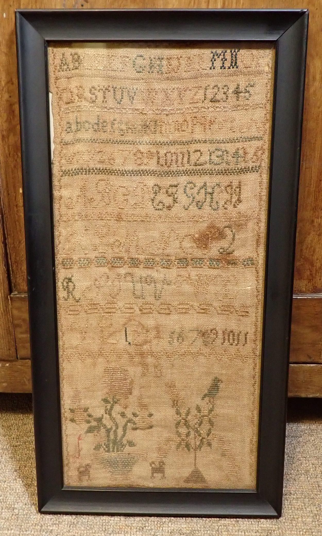 Antique Sampler: Apprx 9 1/2" x 18 1/2"
