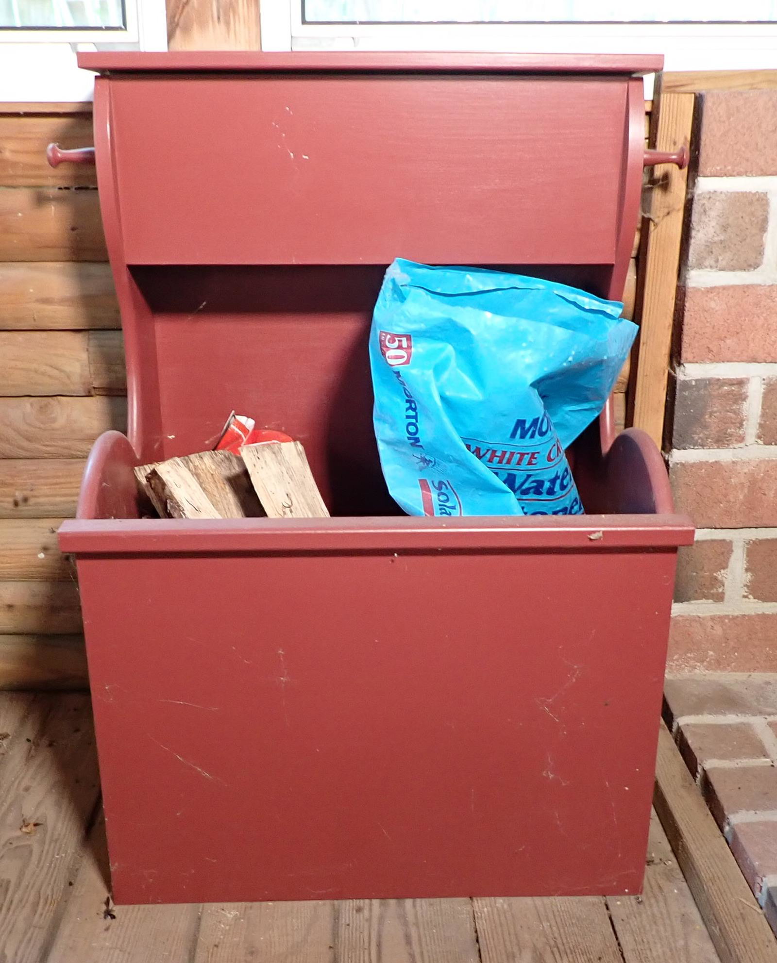 Wood Bin: Approx 18 3/8" x 28" x 32 3/4" tall. NO shipping
