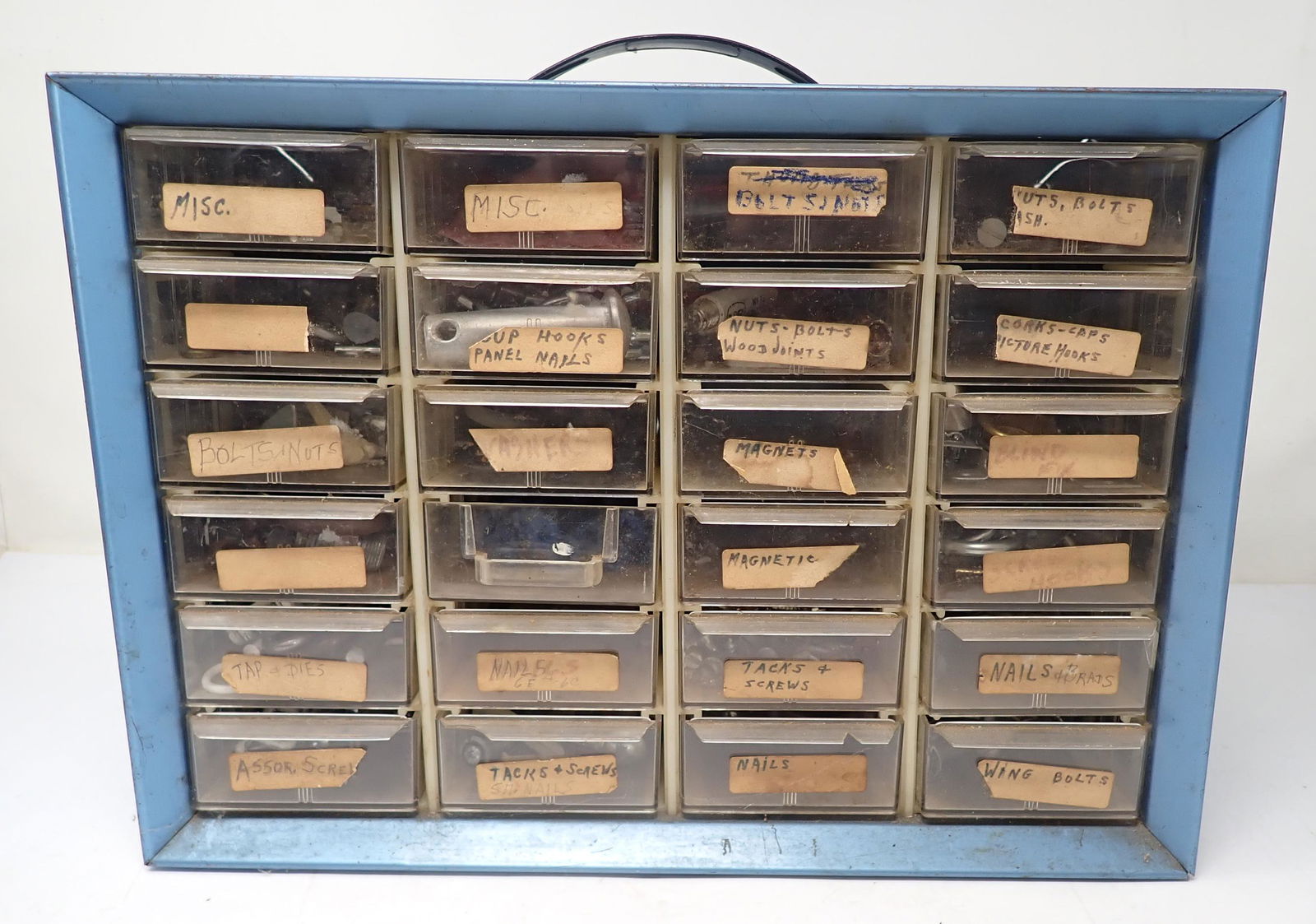 Akro Mils Parts Cabinet: Approx 6 1/4" x 13" x 9 1/2" tall. NO SHIPPING !