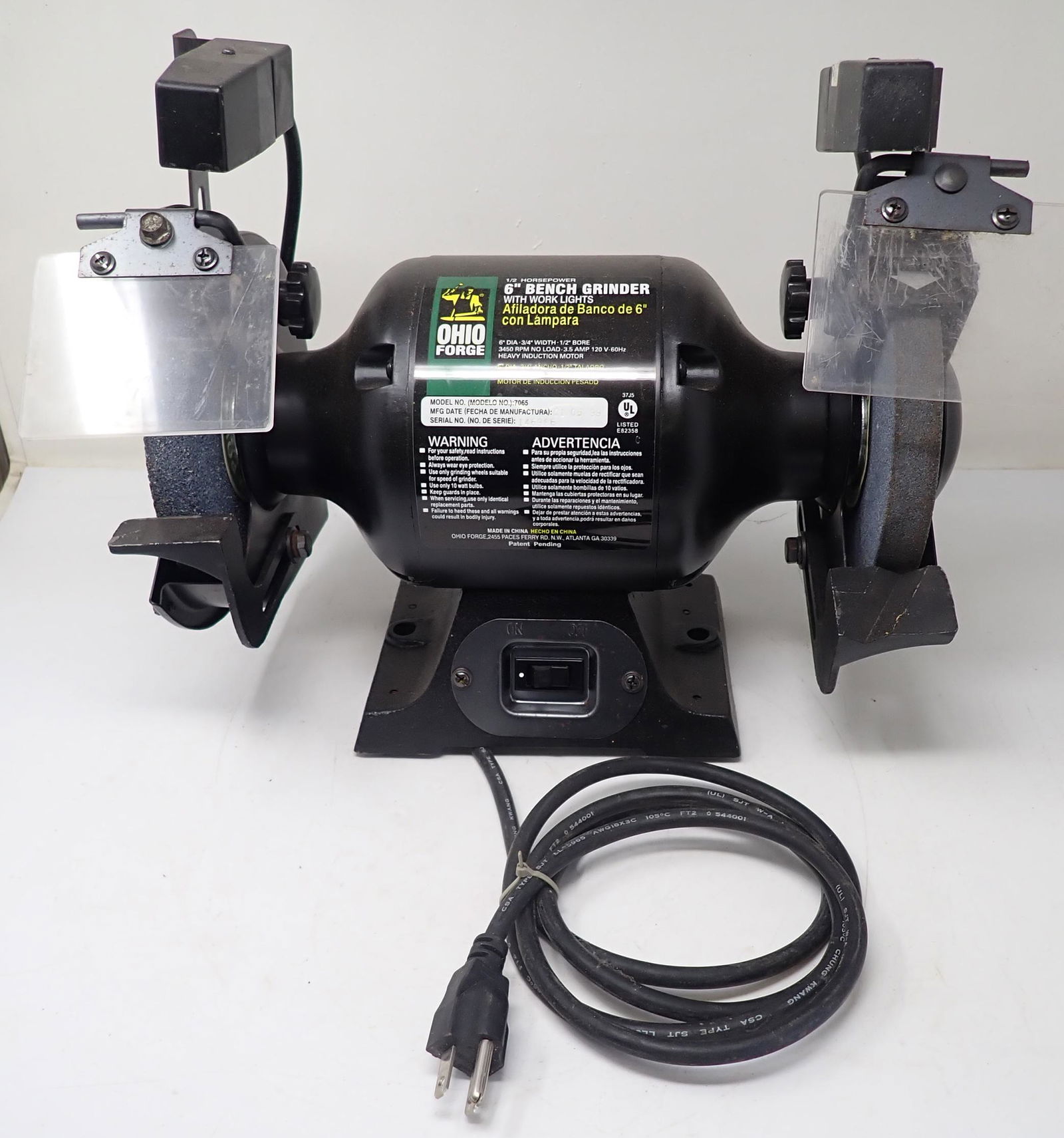 Ohio Forge 6" Bench Grinder w/ 1/2hp Motor: Model 7065