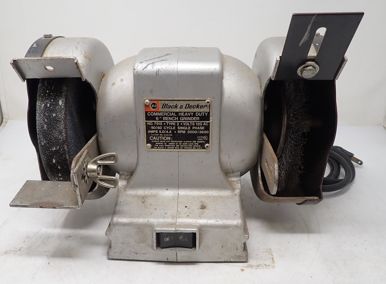 Vintage Black & Decker 6" Bench Grinder: Commercial Heavy Duty