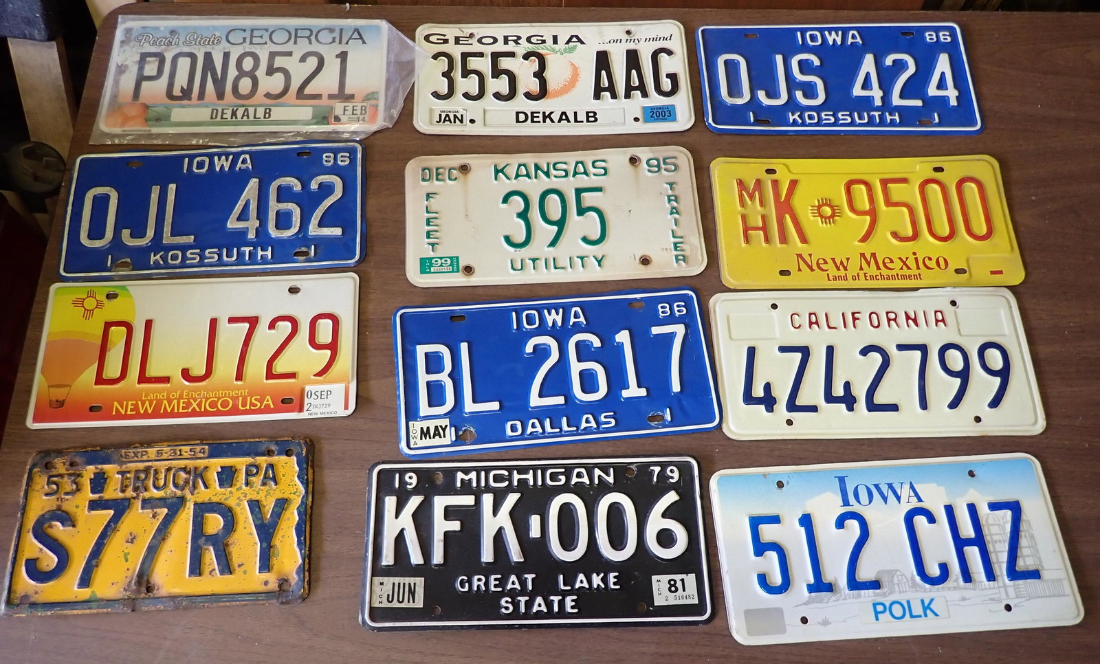 Vintage License Plates Georgia Michigan Iowa: Getting all pictured