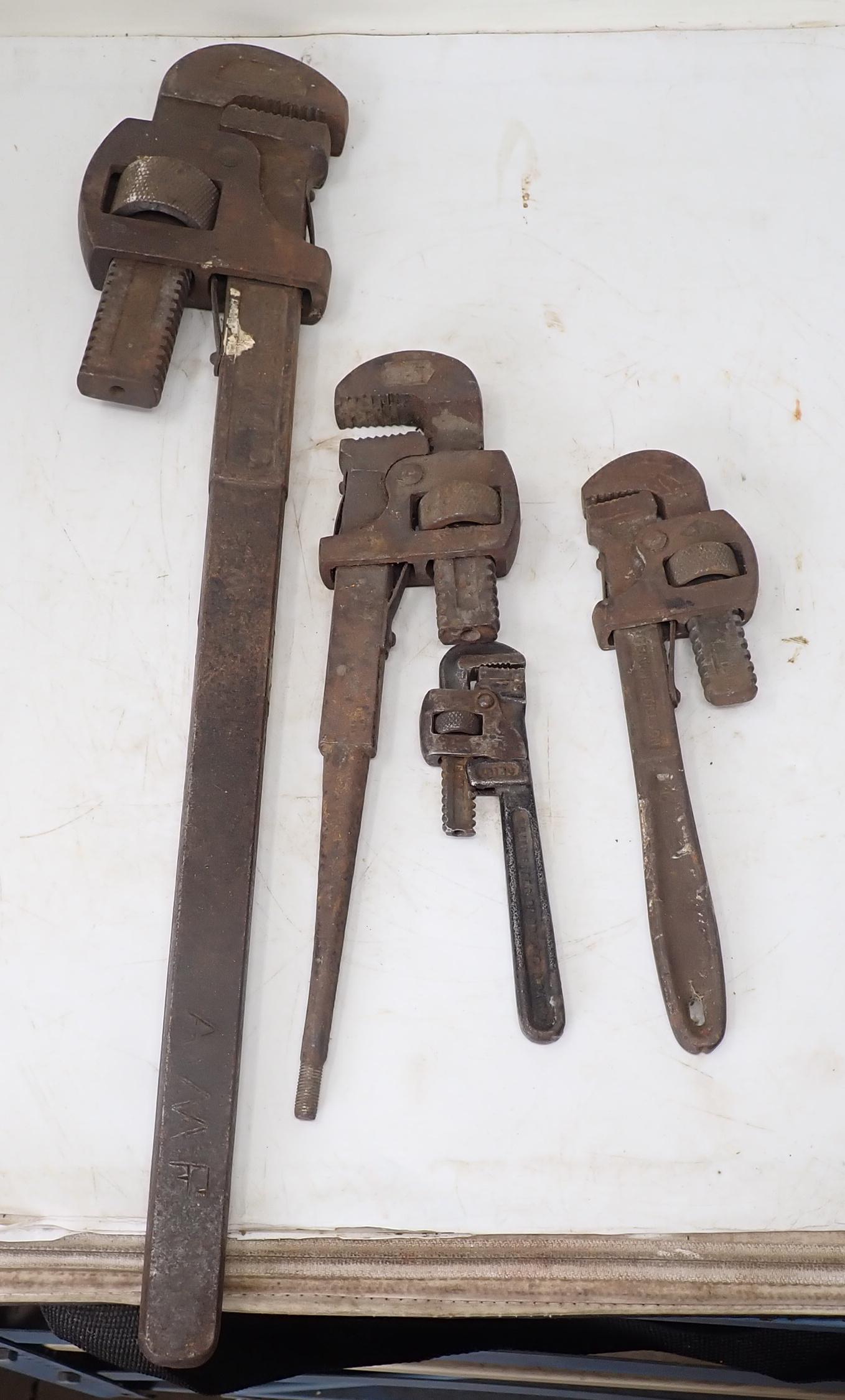 Antique / Vintage Pipe Wrenches: Largest is 24"