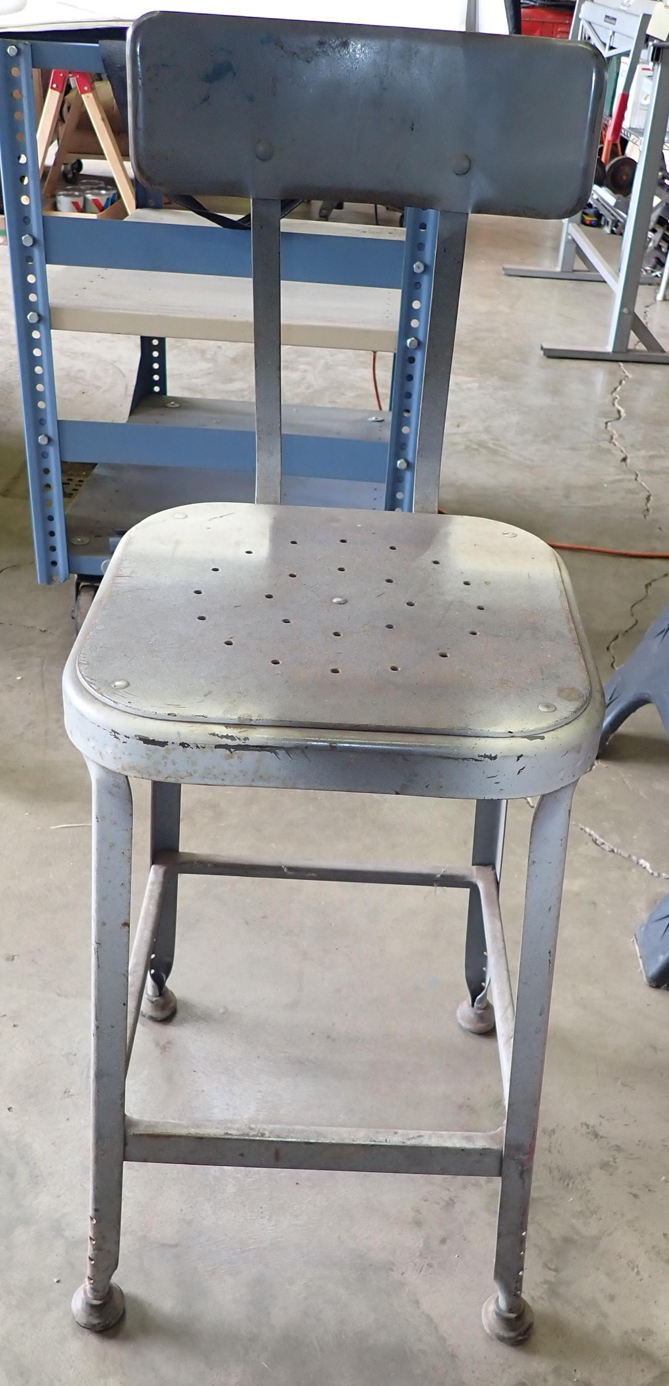 Vintage Shop Stool & Cabinet: Stool is Approx 24 3/4" to seat and 37 3/4" tall. NO SHIPPING