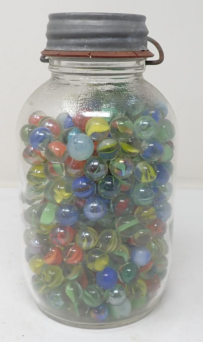 Canning Jar Full of Marbles: Jar is approx 9" tall