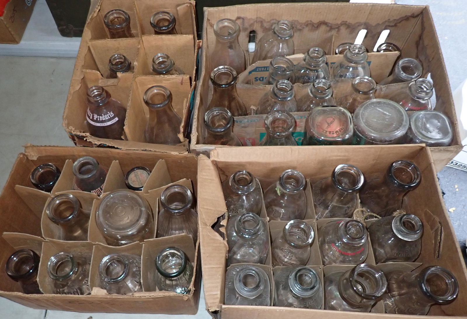 4 Boxes of Misc Milk Bottles (1 of 2)
