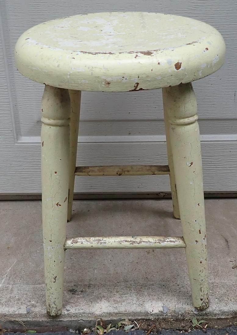 Stool with Cream Paint: Approx 12 1/2" in diameter and 18" tall