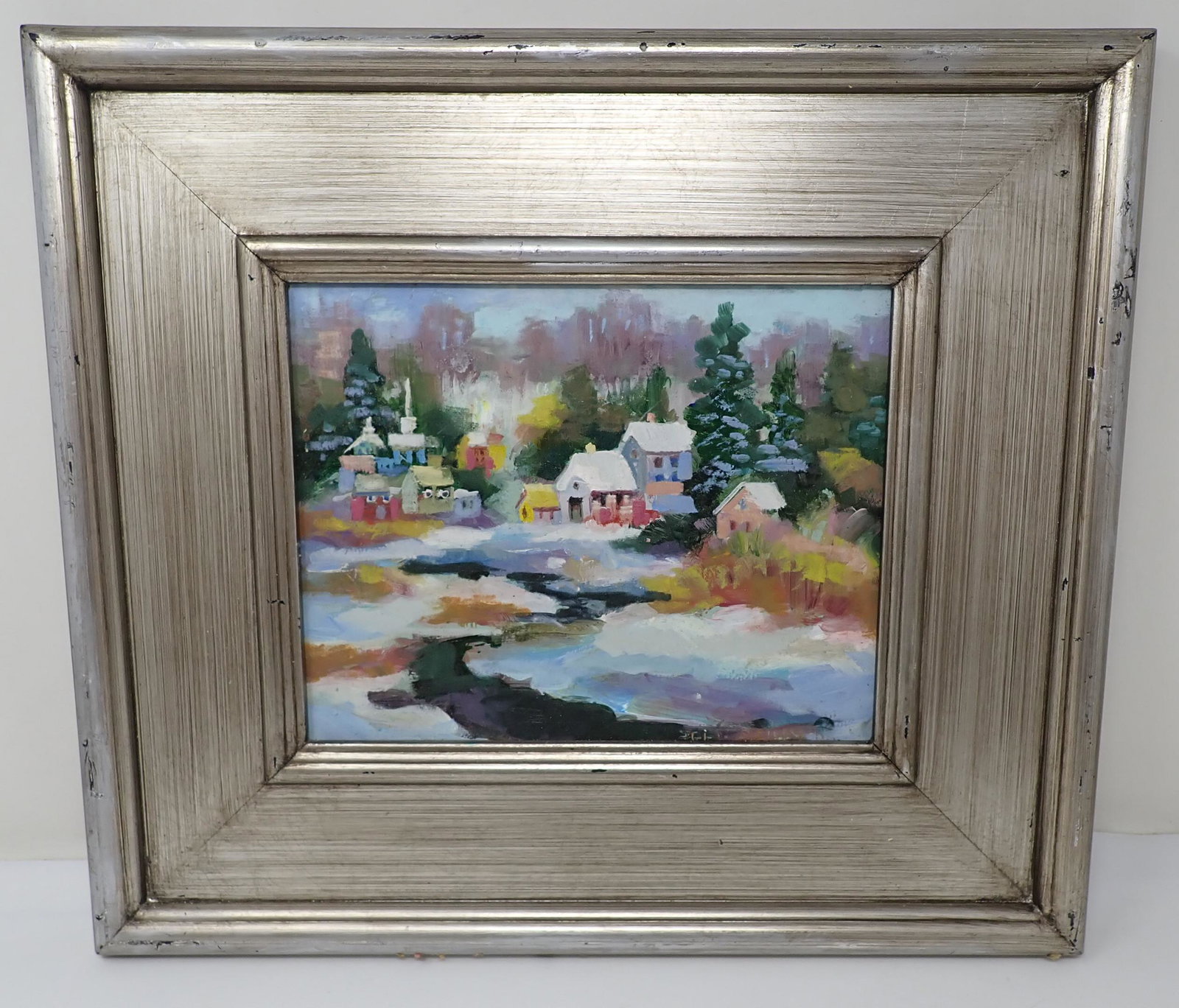 John Reilly Oil on Board Winter Scene Painting (1 of 4)