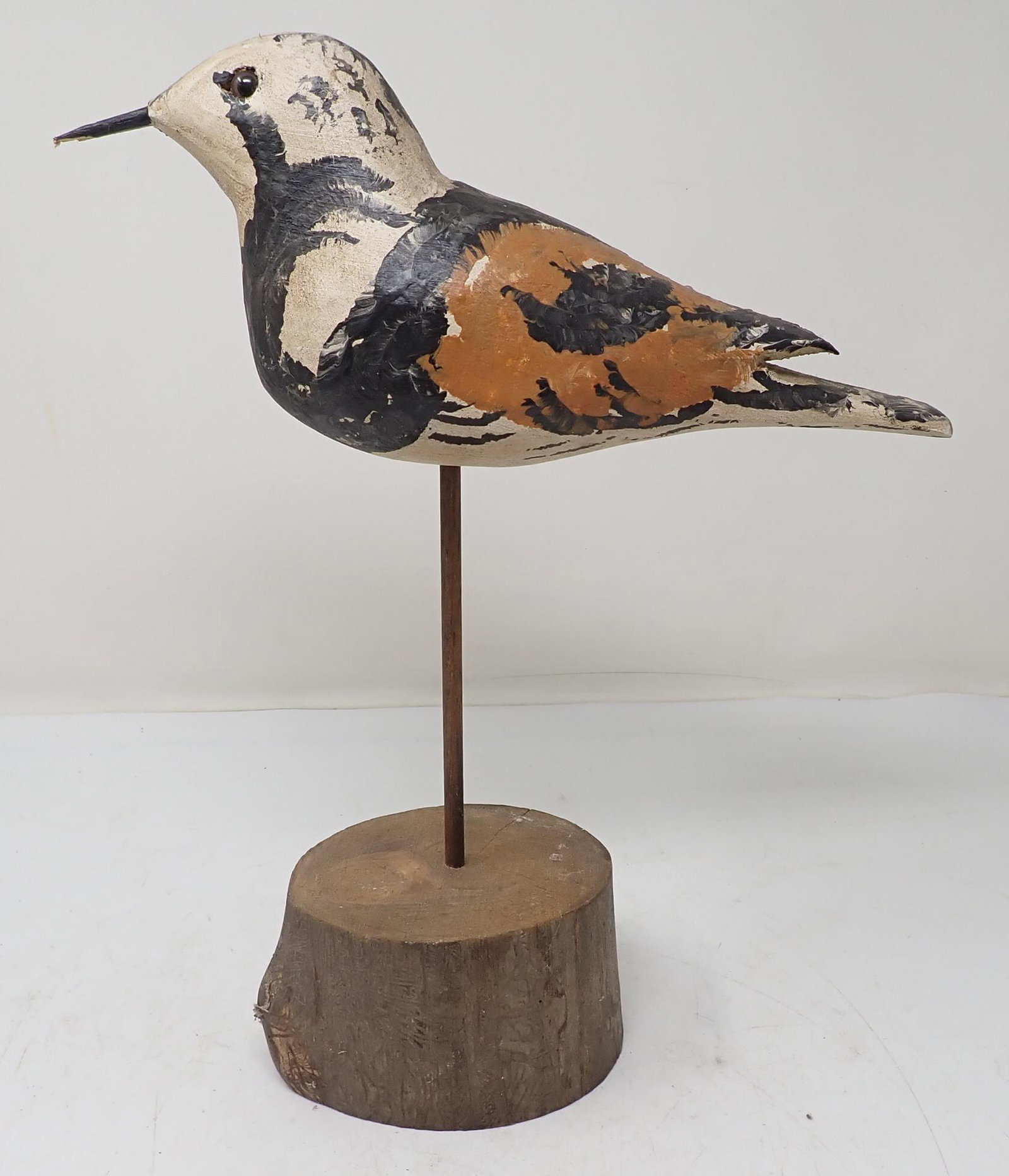 1996 Leslie Wooden Carved Shore Bird: Approx 10 1/4" long and 13" tall.