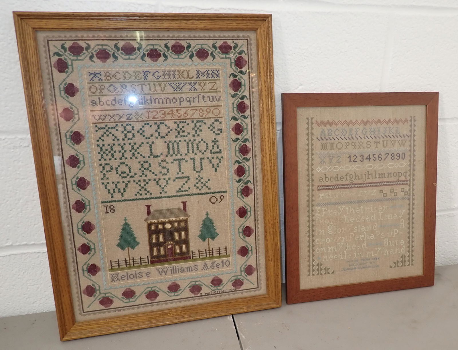 2 Joanne Maimone Samplers: Approx 15" x 20 1/4"