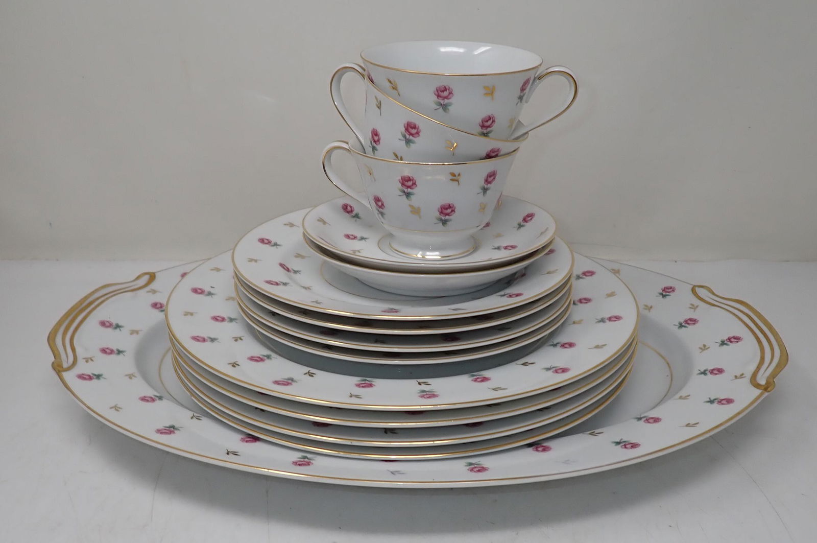 Noritake Rosalie Platter Plates Cups Saucers: Platter is apprx 11" x 16"