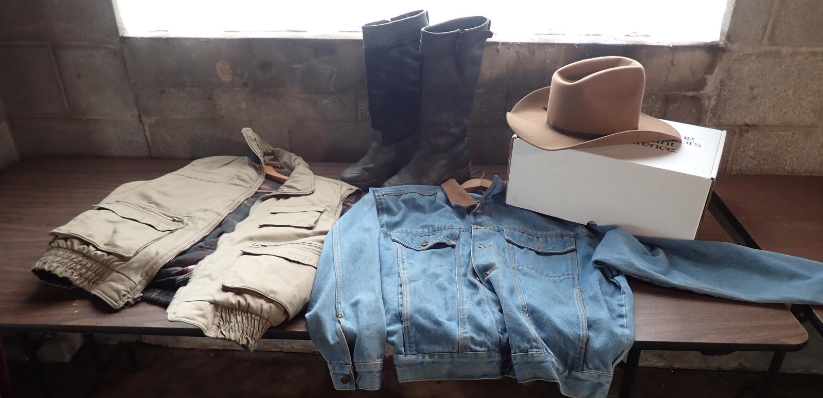 Ariat Riding Boots Rockmount Cowboy Hat: Jacket and vest also included. Hat is size 7 3/8. Boots are 7B