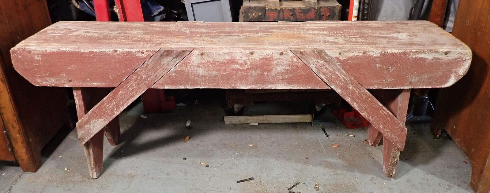 Primitive Bench in Red Paint (1 of 4)