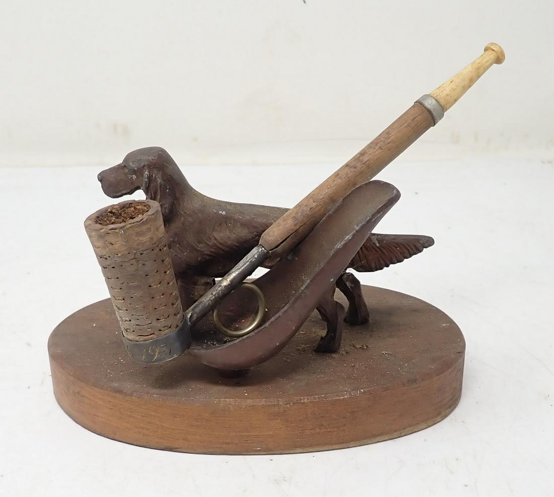 Bronze Dog Pipe Holder w/ Corn Cob Pipe (1 of 7)