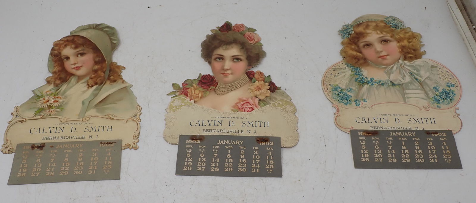 1902 Advertising Diecut Calendars Bernardsville NJ (1 of 6)