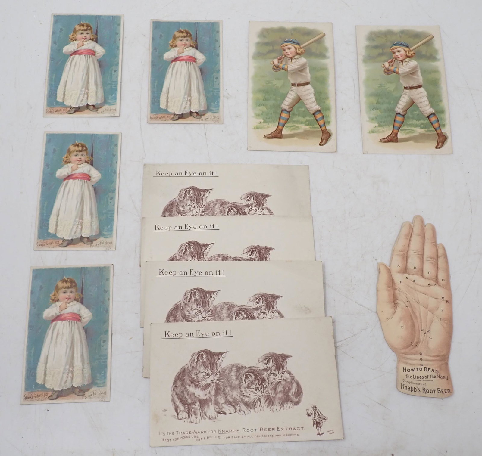 Antique Knapp's Root Beer Advertising Trade Cards: All Knapp's Root Beer Advertising. Largest approx 5 1/2" x 3 1/2"Getting all pictured