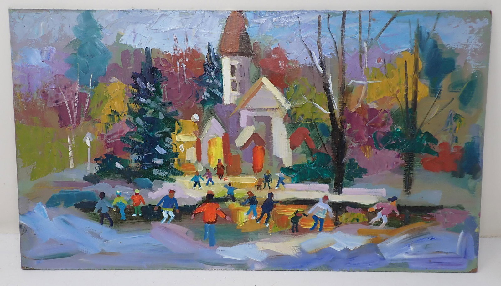 John Reilly Winter Scene Oil on Board Painting (1 of 3)