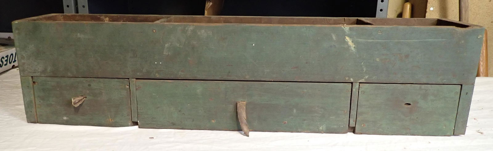 Antique 3 Drawer Tool Box In Green Paint (1 of 5)