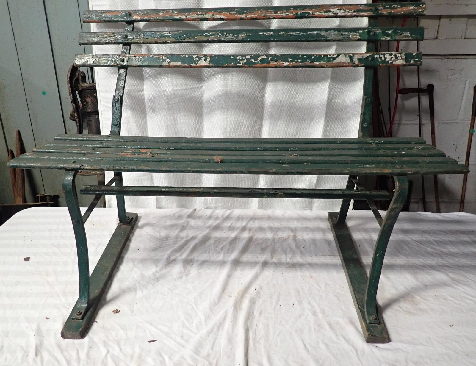 Park Bench: Approx 16 1/2" to seat, 14" deep, 42" long, and 30" tall. NO SHIPPING !