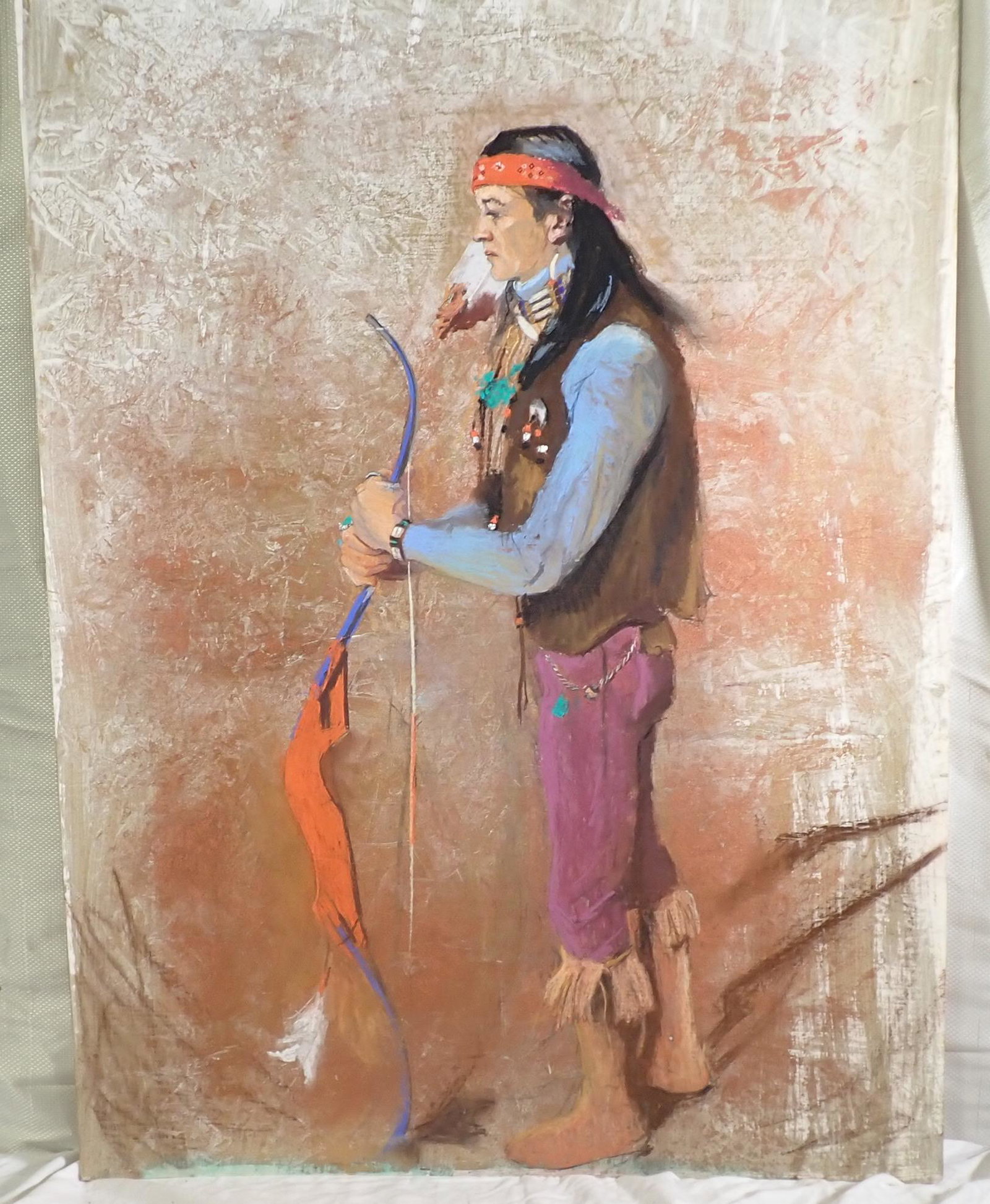 Rhoda Yanow Indian w/ Bow Pastel Art (1 of 4)