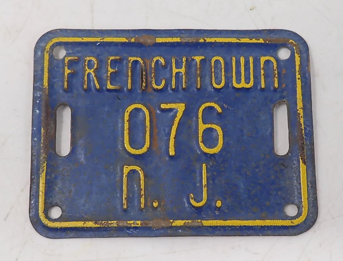 Vintage Frenchtown NJ Bicycle License Plate (1 of 1)