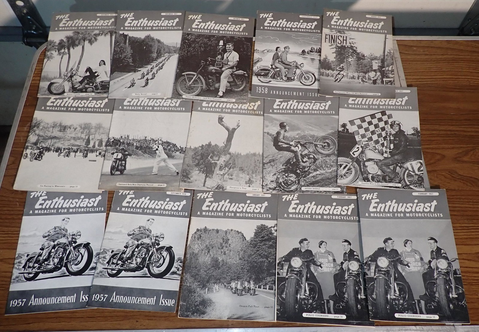 1956 & 1957 Motorcycle Enthusiast Magazines: There is a complete set of 1957 ( plus one extra Feb). There is 2 Sept 1956