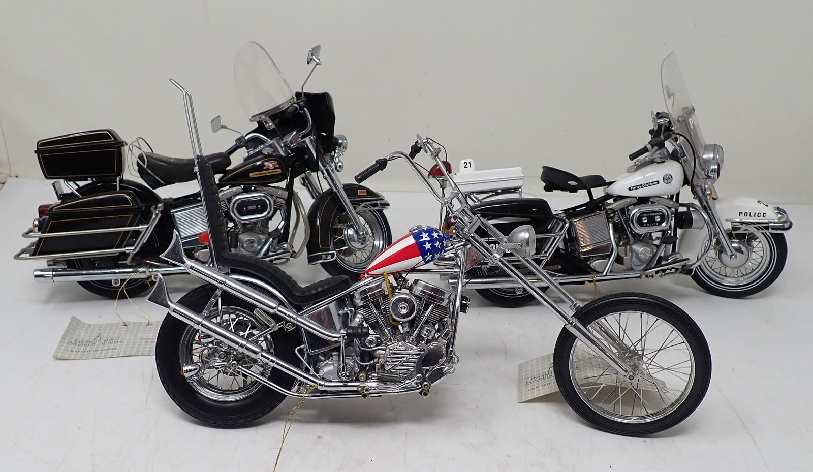 3 Franklin Mint Harley Davidson Motorcycles (1 of 4)