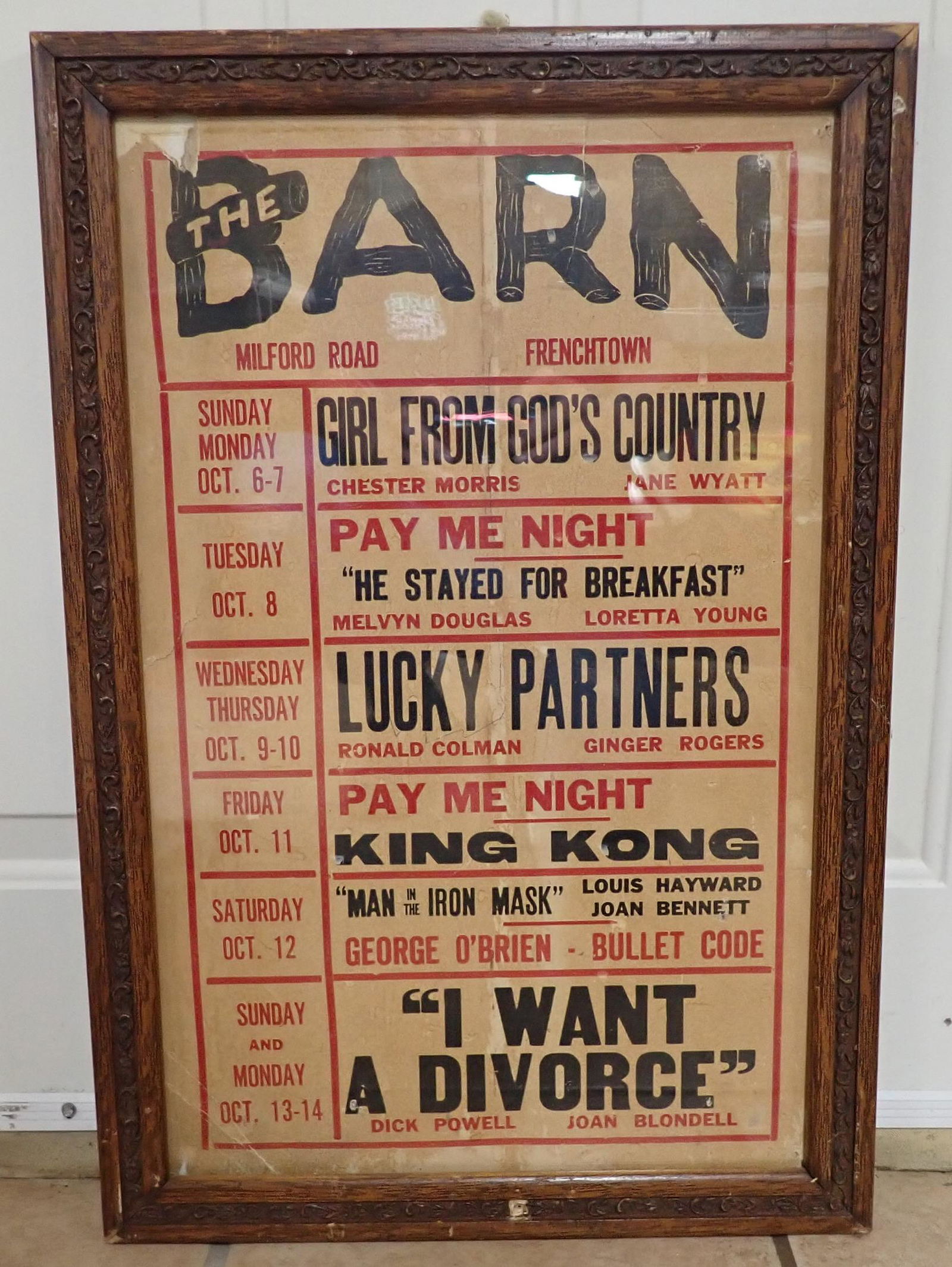 Frenchtown Barn Movie Theatre Poster King Kong (1 of 7)