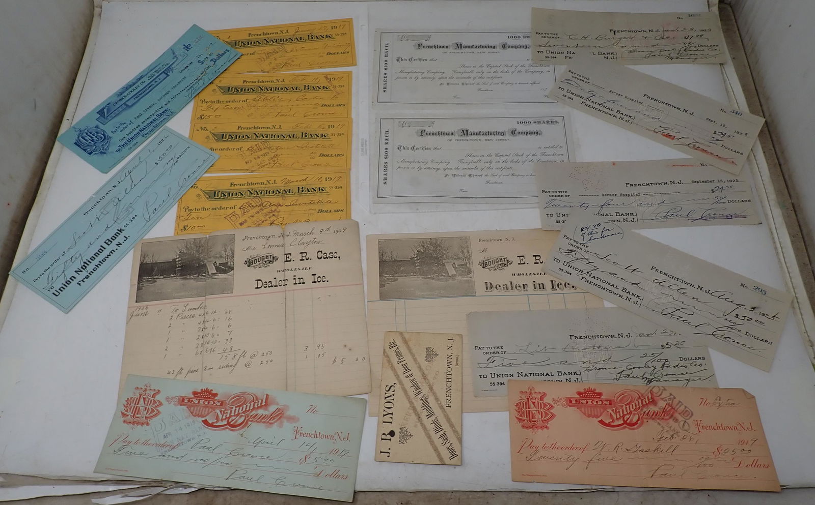 Frenchtown Cancelled Bank Checks Ice Dealer Receipt (1 of 6)