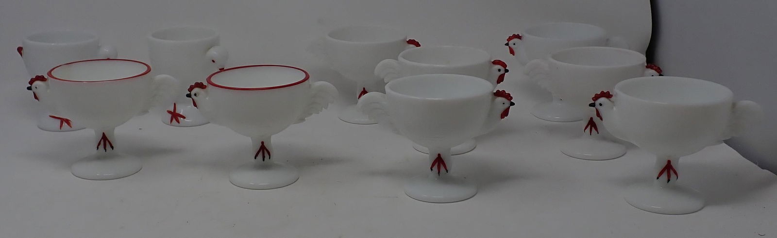 Milk Glass Rooster Egg cups (1 of 4)