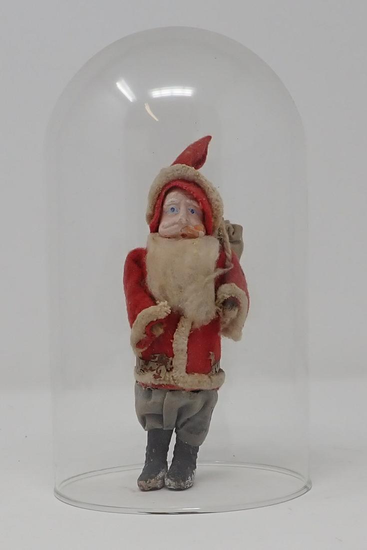 Antique Composition Santa Claus & Glass Dome (1 of 4)