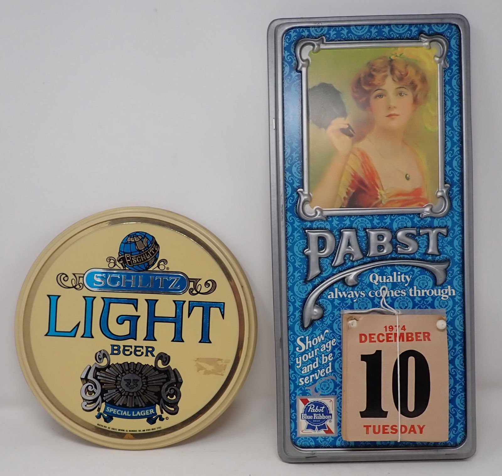 Pabst Beer Calendar Schlitz Light Beer Wall Hanger (1 of 2)