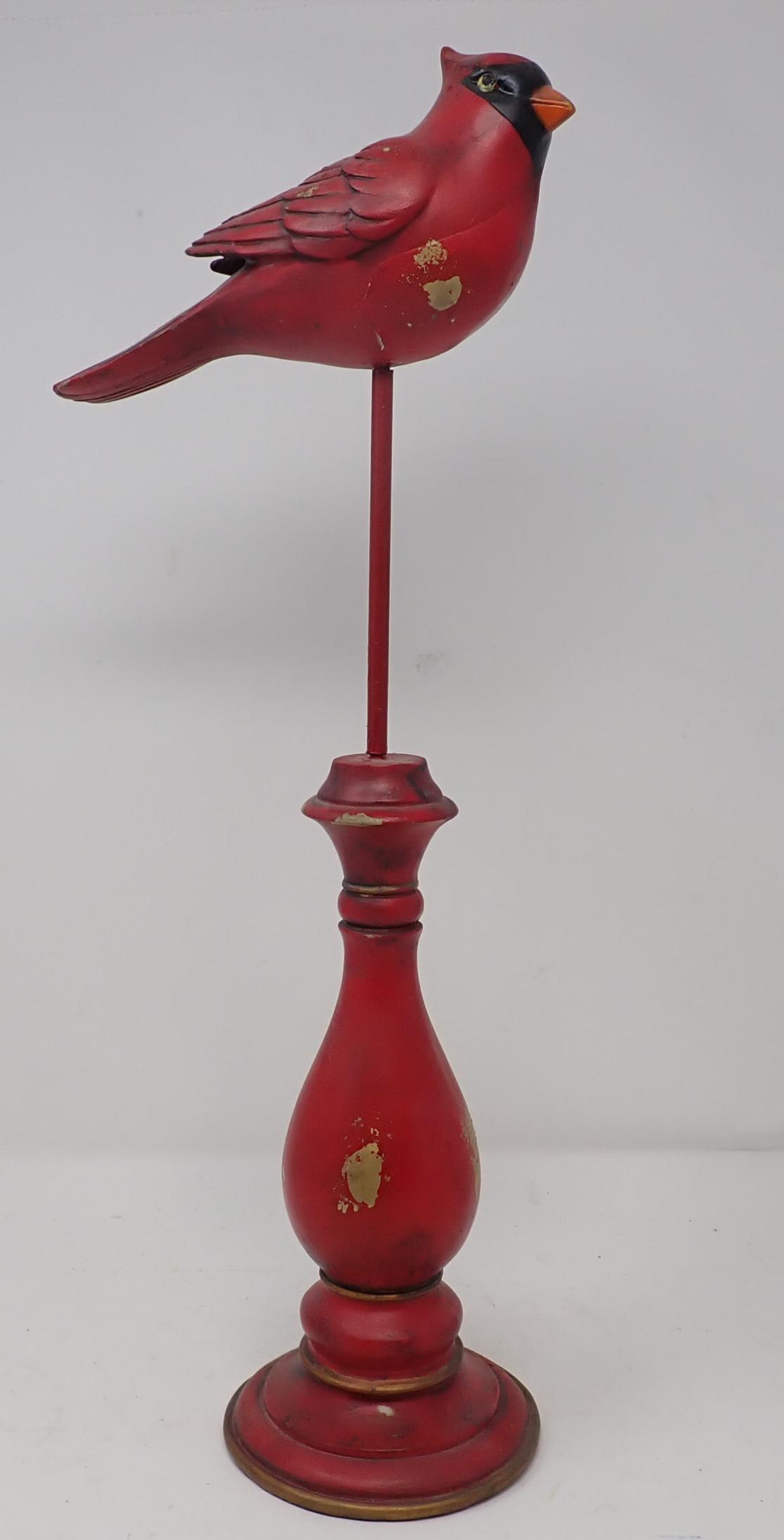 Wood Cardinal On Stand DÃ©cor: Approx 19 1/2" tall