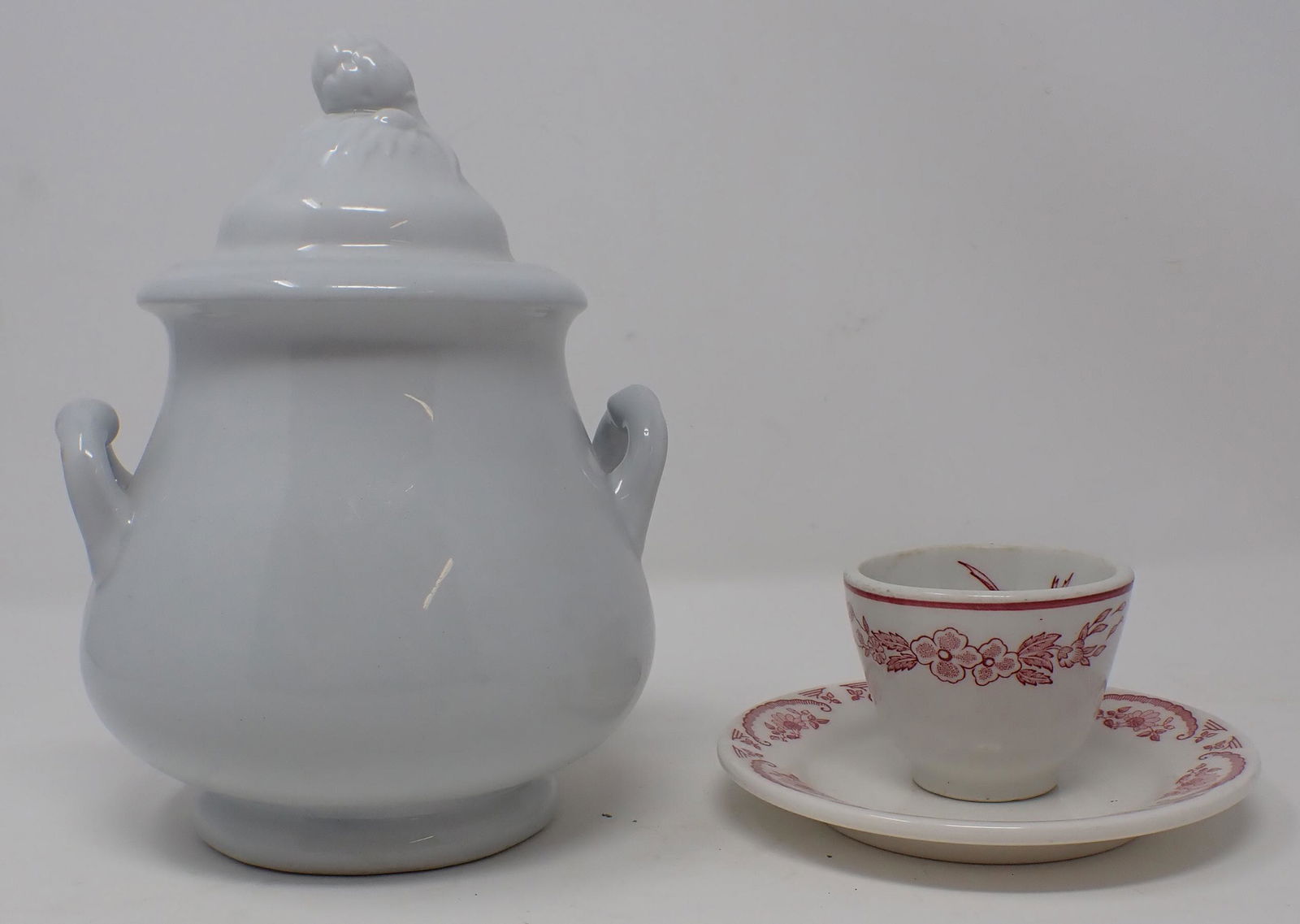 Ironstone Covered Jar, Cup & Saucer (1 of 4)