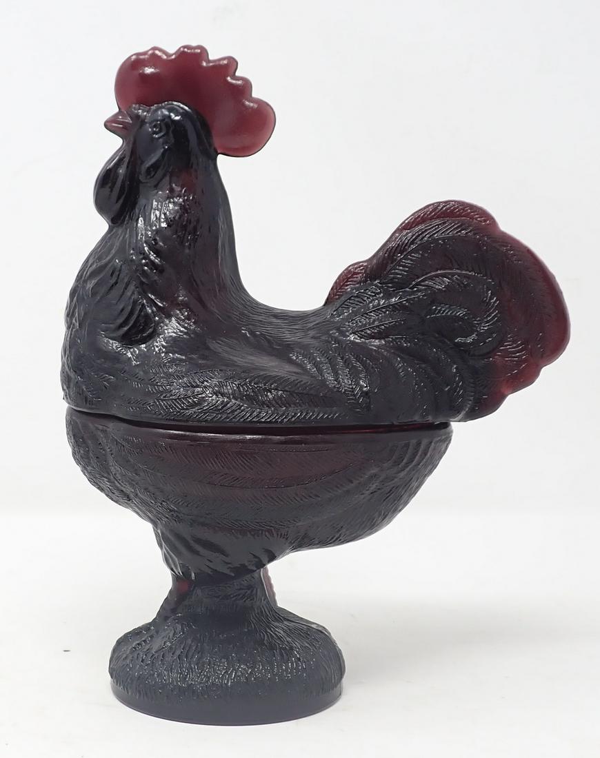 Amethyst Glass Rooster Candy Dish (1 of 3)
