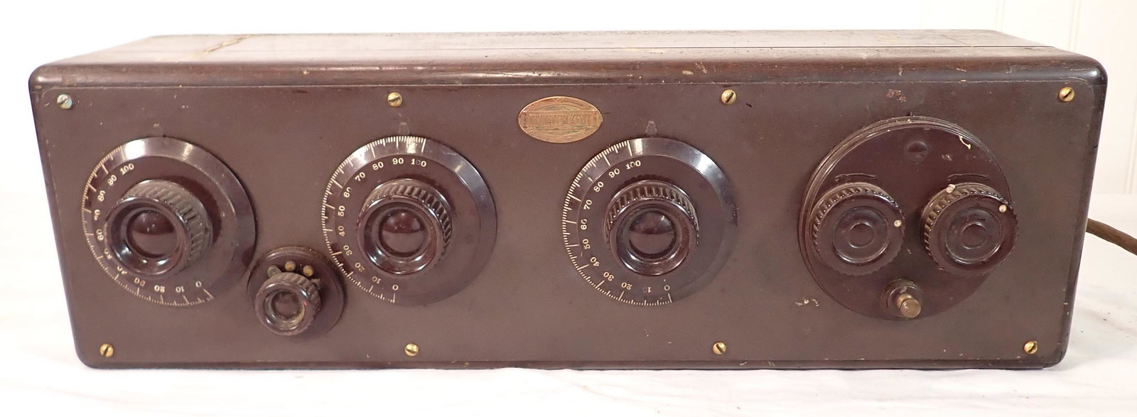 Atwater Kent Battery Operated Radio: Approx 5 3/4" x 19 3/4" x 6 1/2" tall.