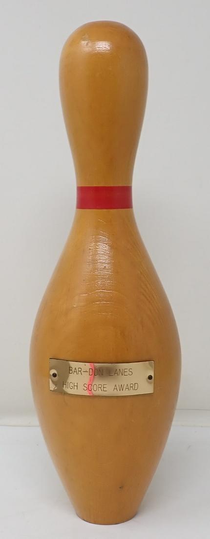 Vintage Bar-Don Lanes Wooden Bowling Pin: Pin is approx 12" tall