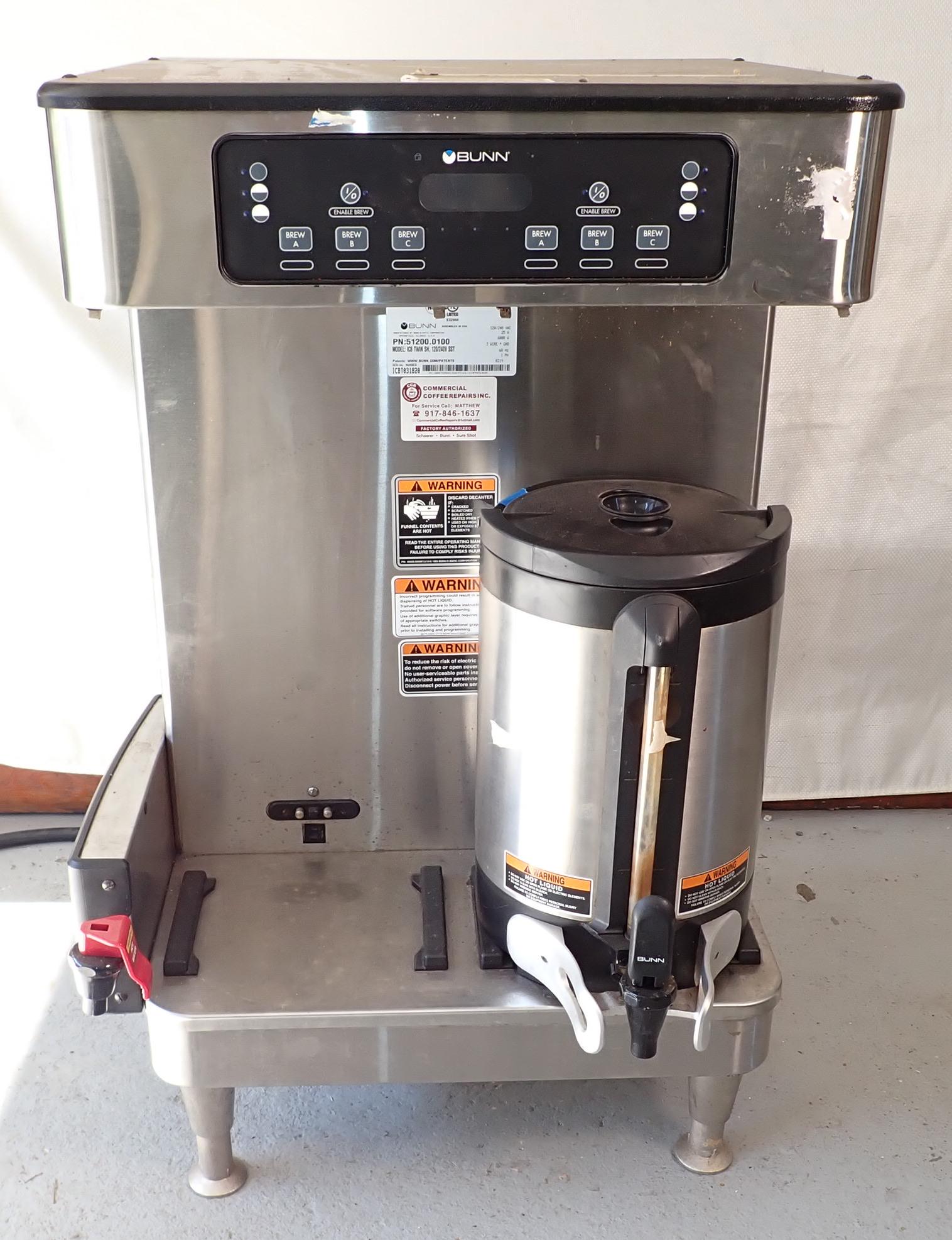 Bunn ICB Twin SH Coffee Maker: 240 Volt. Bring help to load. NO SHIPPING !