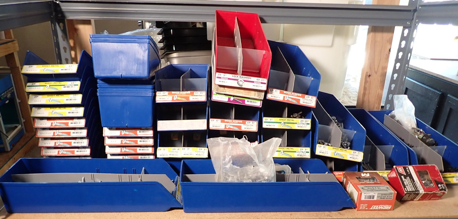 42 Parts Bins w/ Some Hardware (1 of 5)