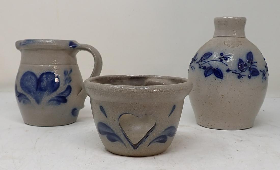 Rowe Pottery Jug Pitcher and Candle Holder: Jug is approx 4 1/4" in diameter and 6" tall.