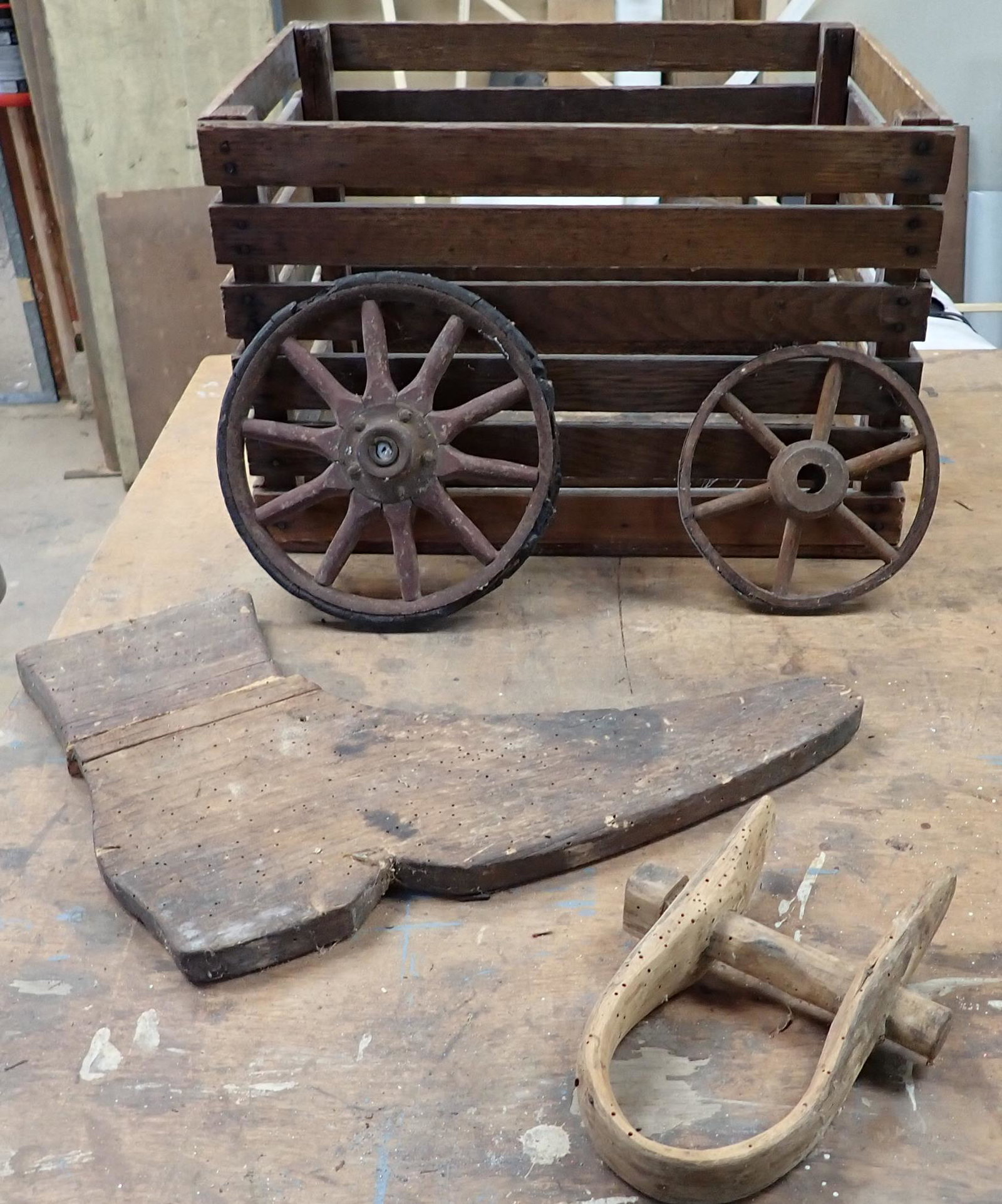 Wooden Crate Goat Yoke Shoe Sign: Crate is approx 13 1/4" x 17" x 11" tall. NO SHIPPING !