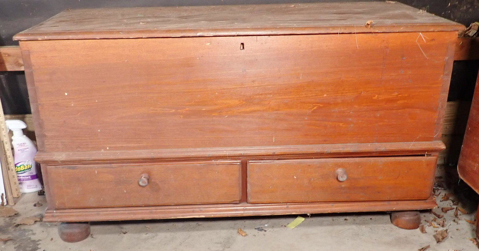 2 Drawer Blanket Chest w/ Bun Feet: Approx 20 1/2" x 48" x 26" tall. Pick up after 1pm. NO SHIPPING ! Bring help to load !