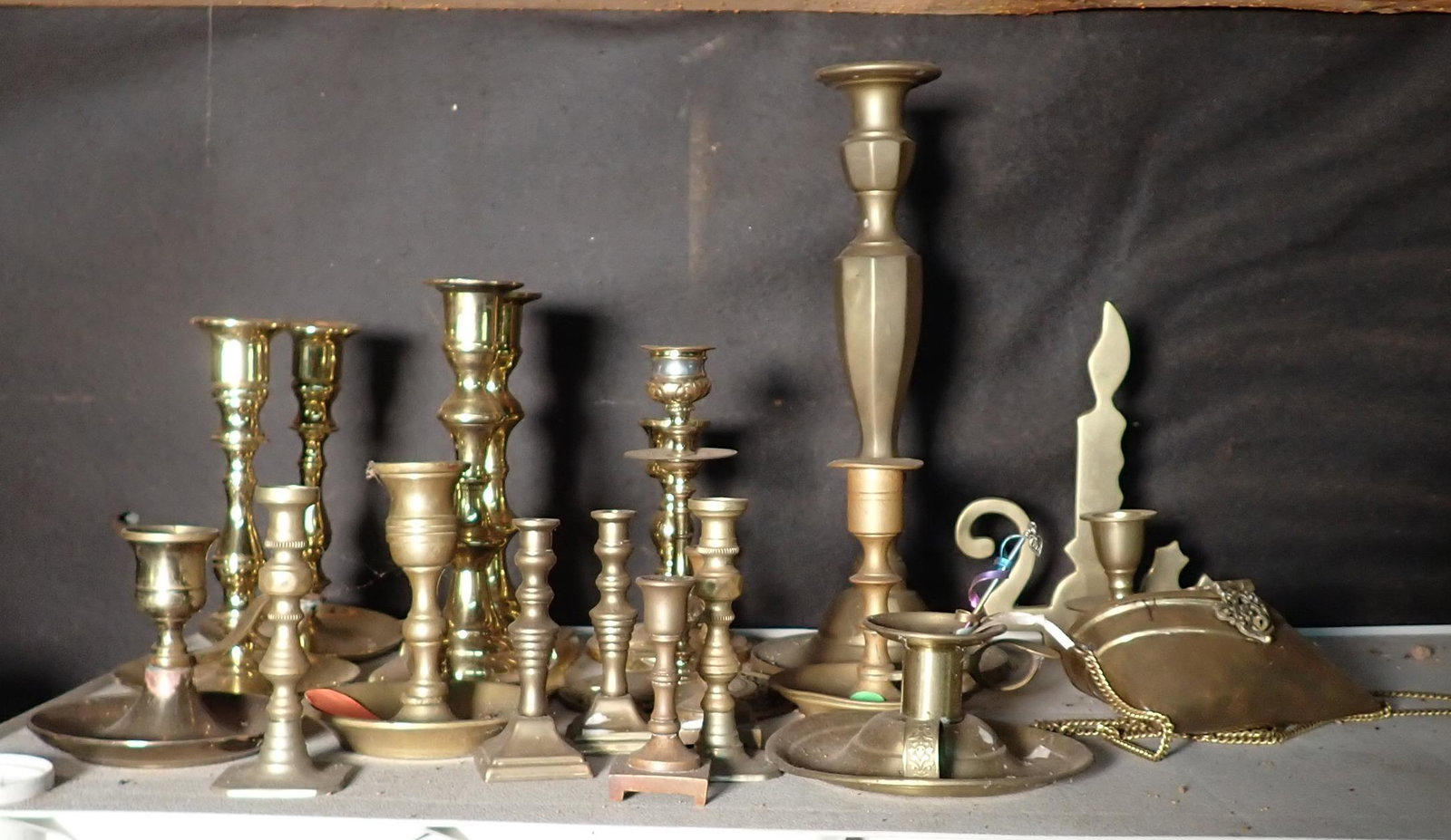 Brass Candesticks & Misc: Tallest is approx 11 1/4". NO SHIPPING