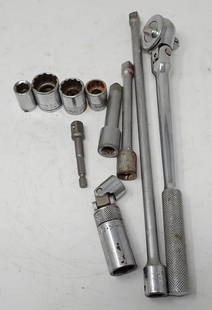 3/8" Drive Rachet Extensions and Sockets: Rachet is approx 10 1/2" long and is Taiwan