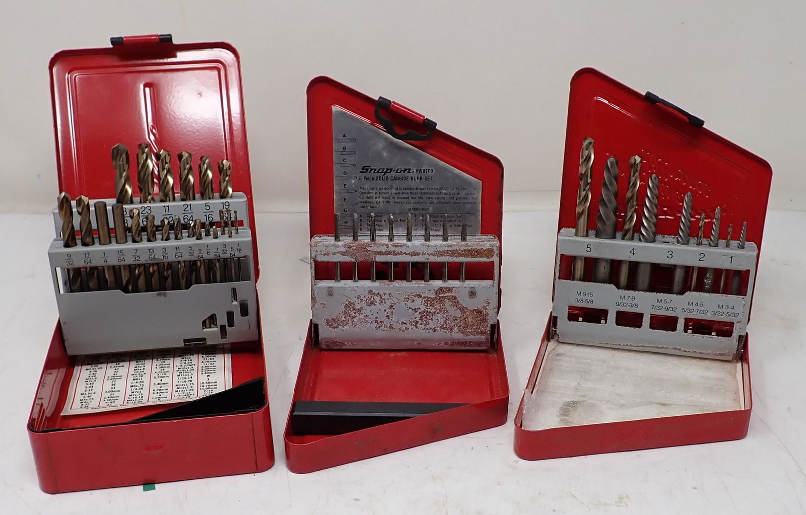 Snap On Burr Drill Extractor Bit Sets: Getting all pictured