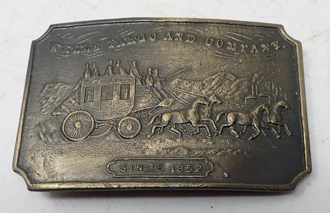 Wells Fargo Stagecoach Belt Buckle: Approx 2 1/4" x 3 3/8"