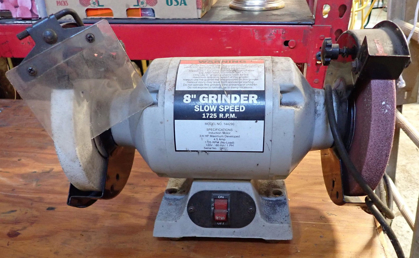 8 Inch Slow Speed Bench Grinder: 1725 RPM. NO SHIPPING