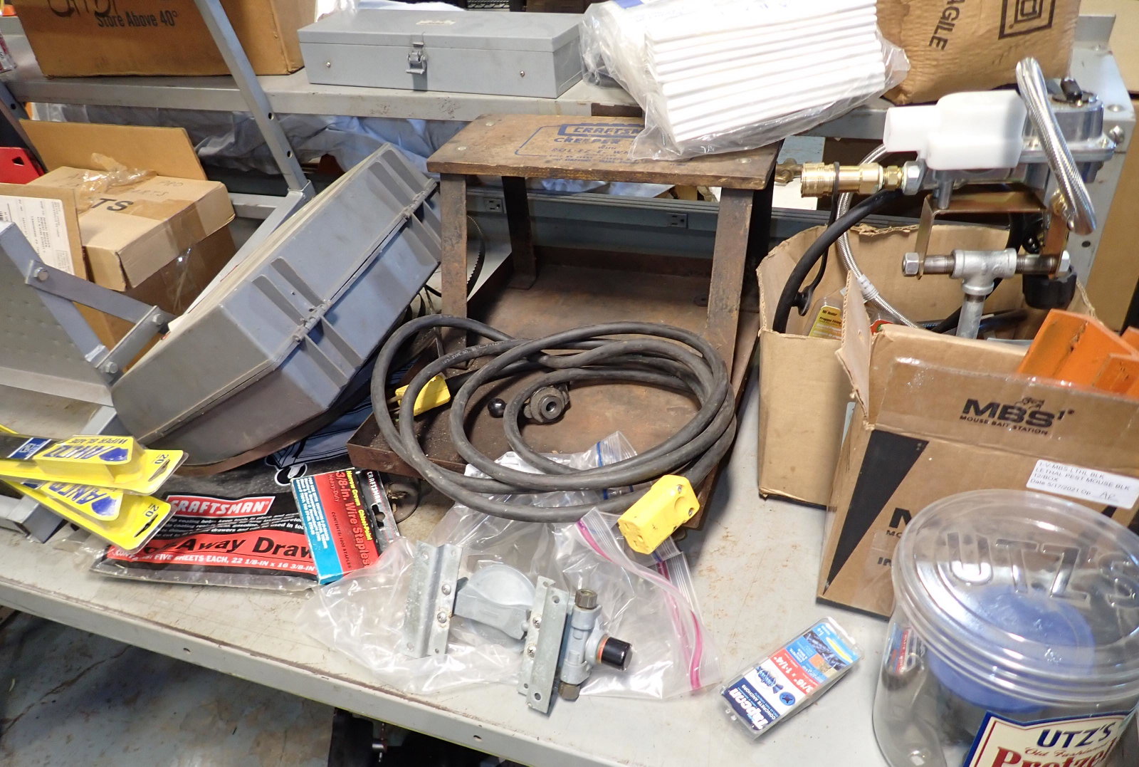 Contents of Workbench: Lot includes all pictured on top of workbench. Does not include workbench. Must take all and NO SHIPPING !